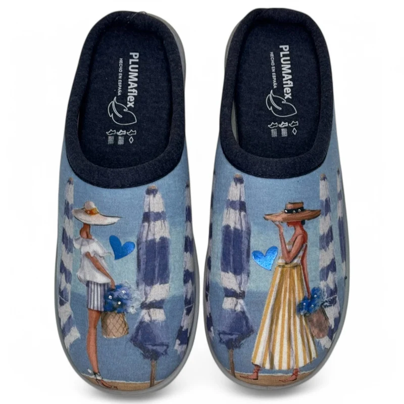 Zapatillas de Casa Plumaflex Chica Playa 12317 Azul