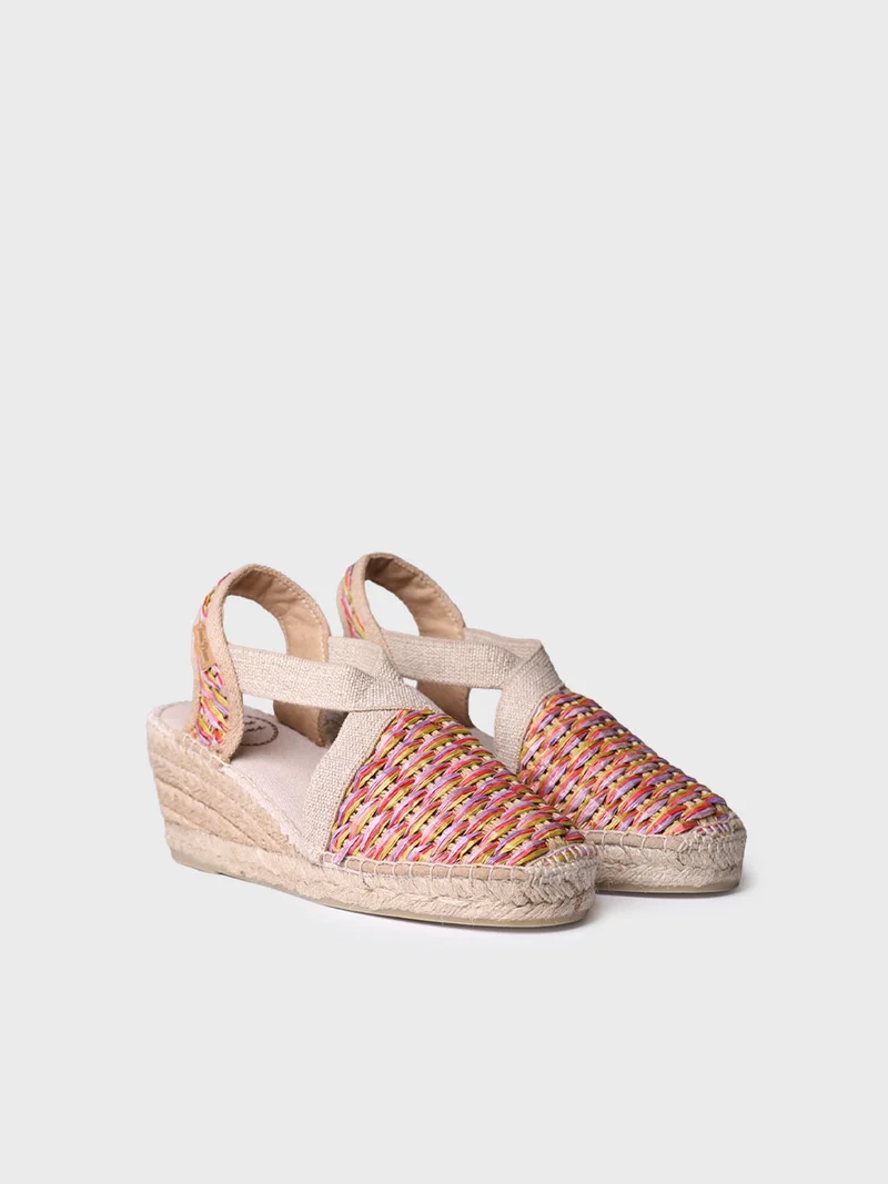 Alpargata vegana de mujer en rafia multicolor | TERRA-CS