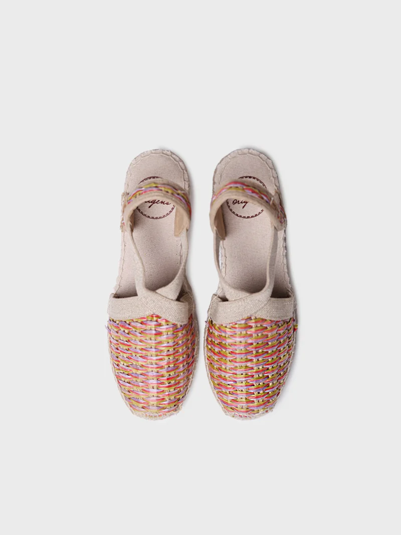 Alpargata vegana de mujer en rafia multicolor | TERRA-CS