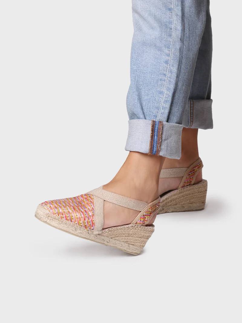 Alpargata vegana de mujer en rafia multicolor | TERRA-CS