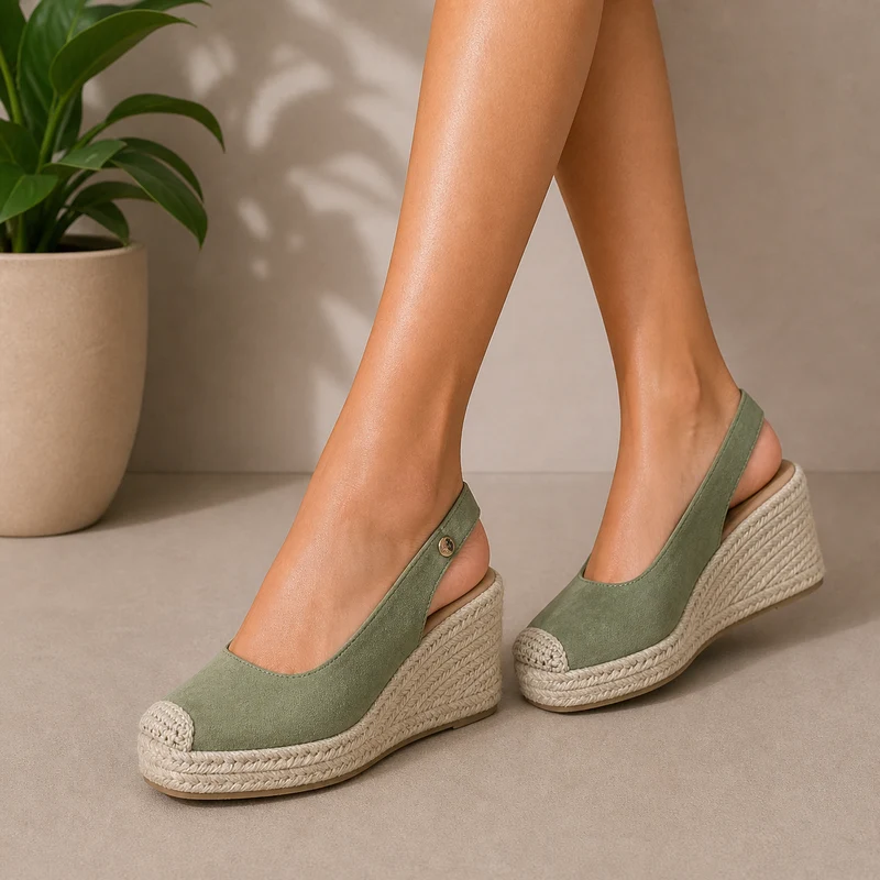 MUJER ESPARTO CUÑAS VERDES ROCIO