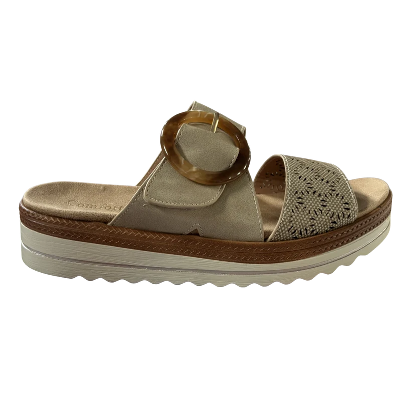 MUJER SANDALIA COMODO BEIGE RELIEVE
