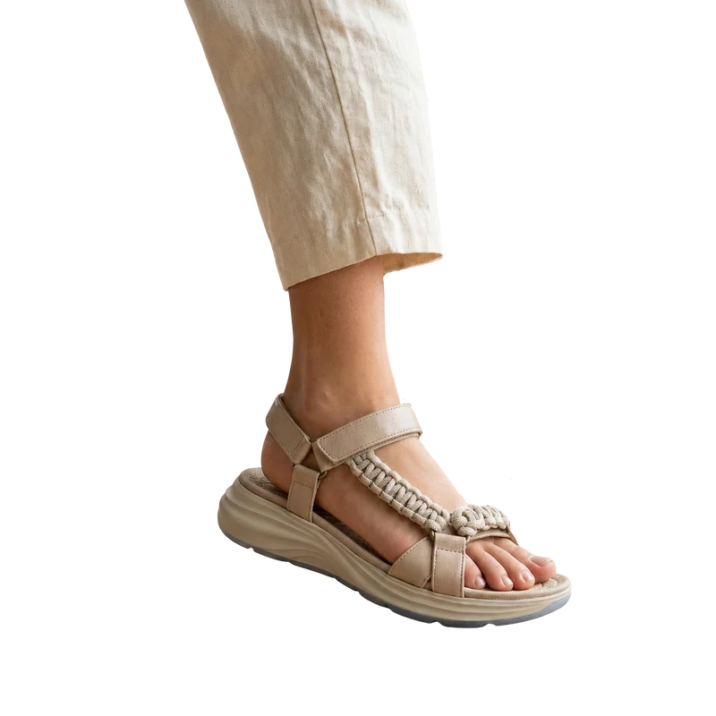 MUJER SANDALIA COMODO BEIGE CUERDA