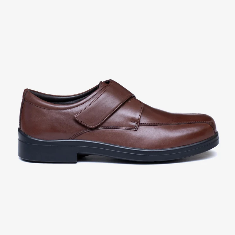 Zapatos Tredd Well Peter con velcro para hombre, de corte ancho, color marrón oscuro