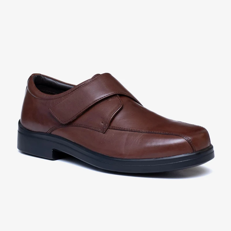 Zapatos Tredd Well Peter con velcro para hombre, de corte ancho, color marrón oscuro