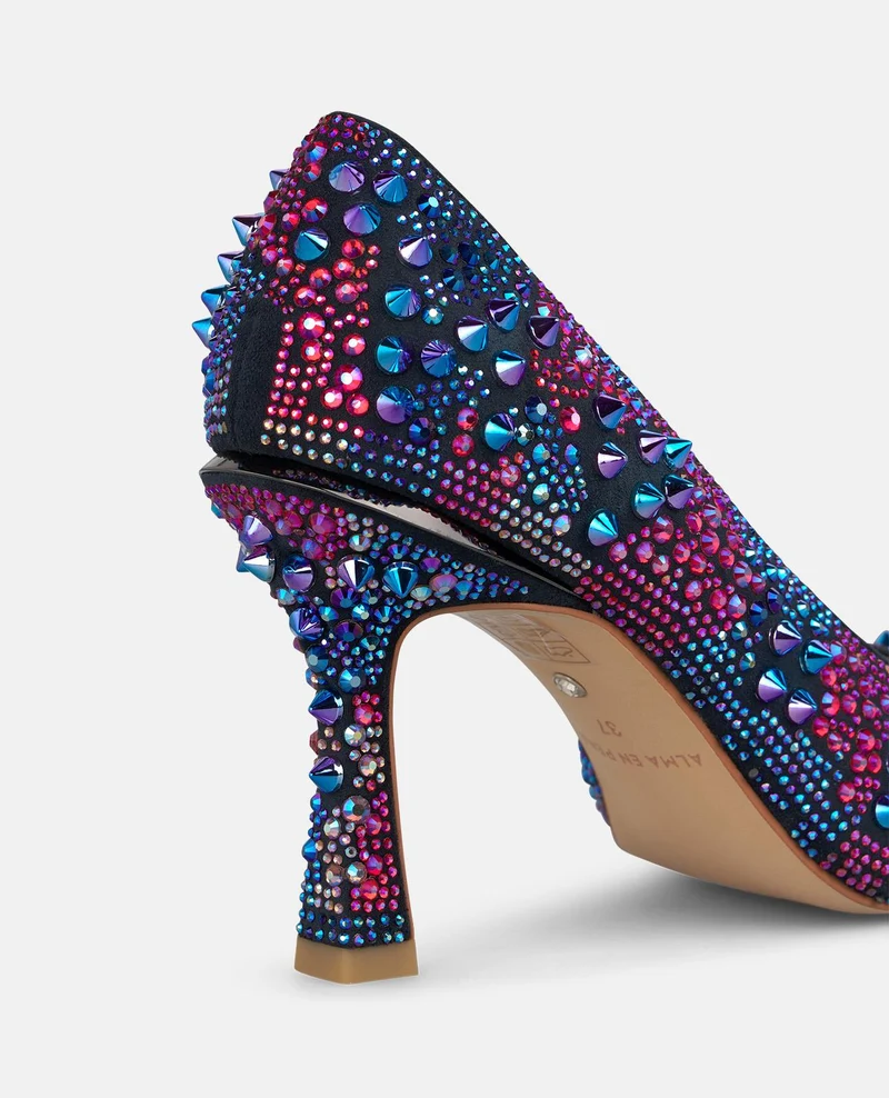 ZAPATO DE TACÓN CON PEDRERÍA MULTICOLOR