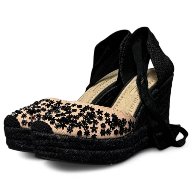 Alpargatas Corina Flores Abalorios M5257 Nude Negro