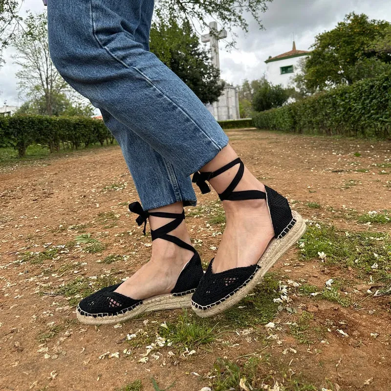 Alpargatas Corina Croché Escote Corazón M5421 Negro