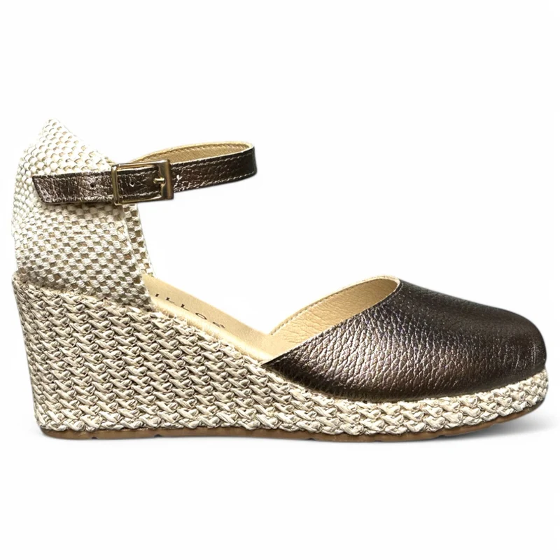 Sandalias Pitillos Cuña Rafia 10634 Plata Vieja