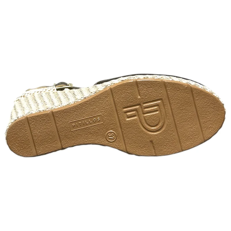 Sandalias Pitillos Cuña Rafia 10634 Plata Vieja