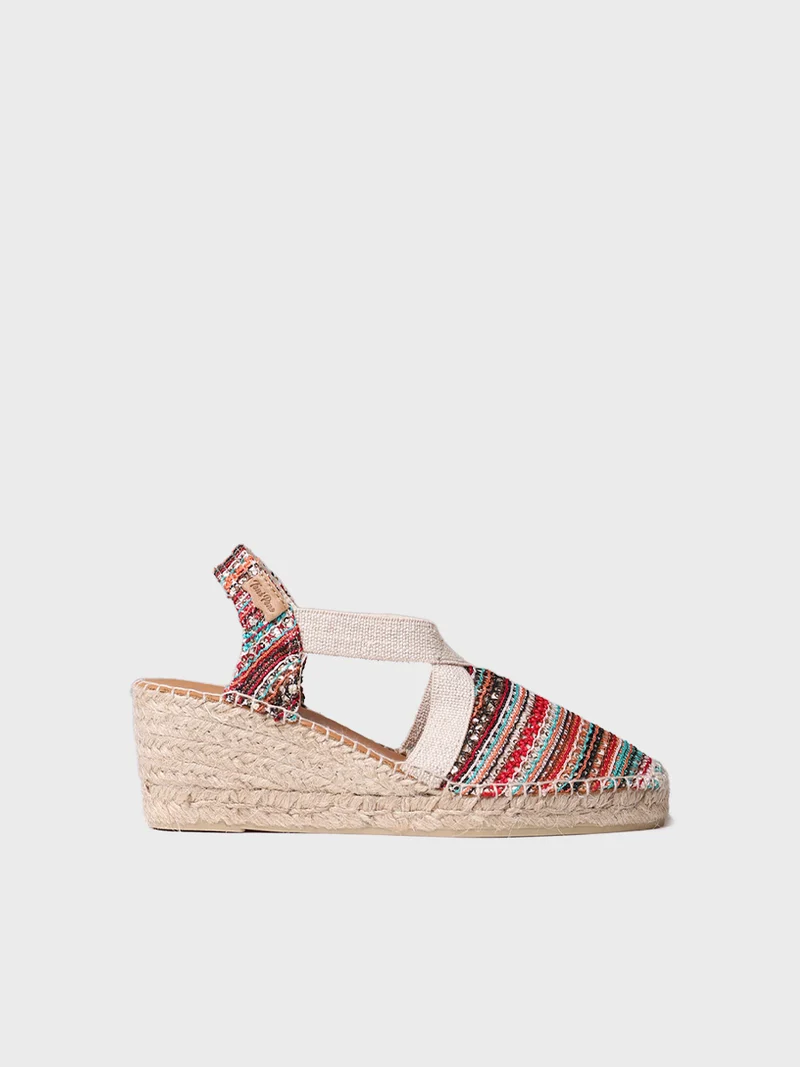 Alpargata de cuña media en tejido multicolor | TERRA-CH