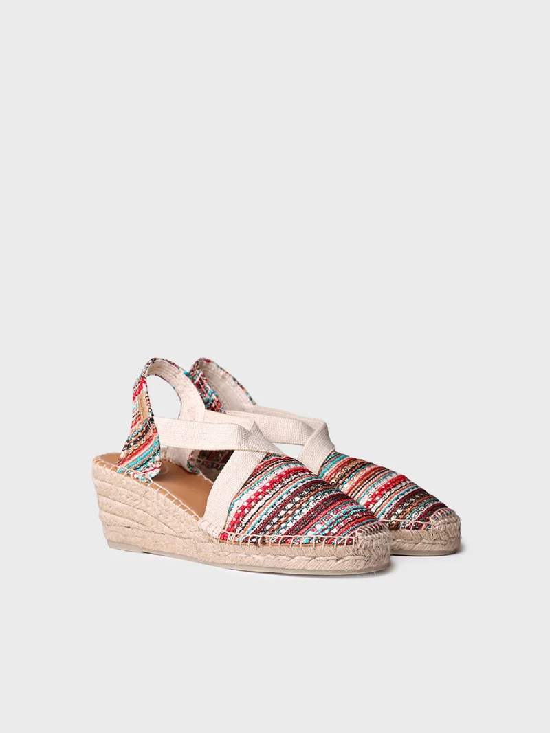 Alpargata de cuña media en tejido multicolor | TERRA-CH