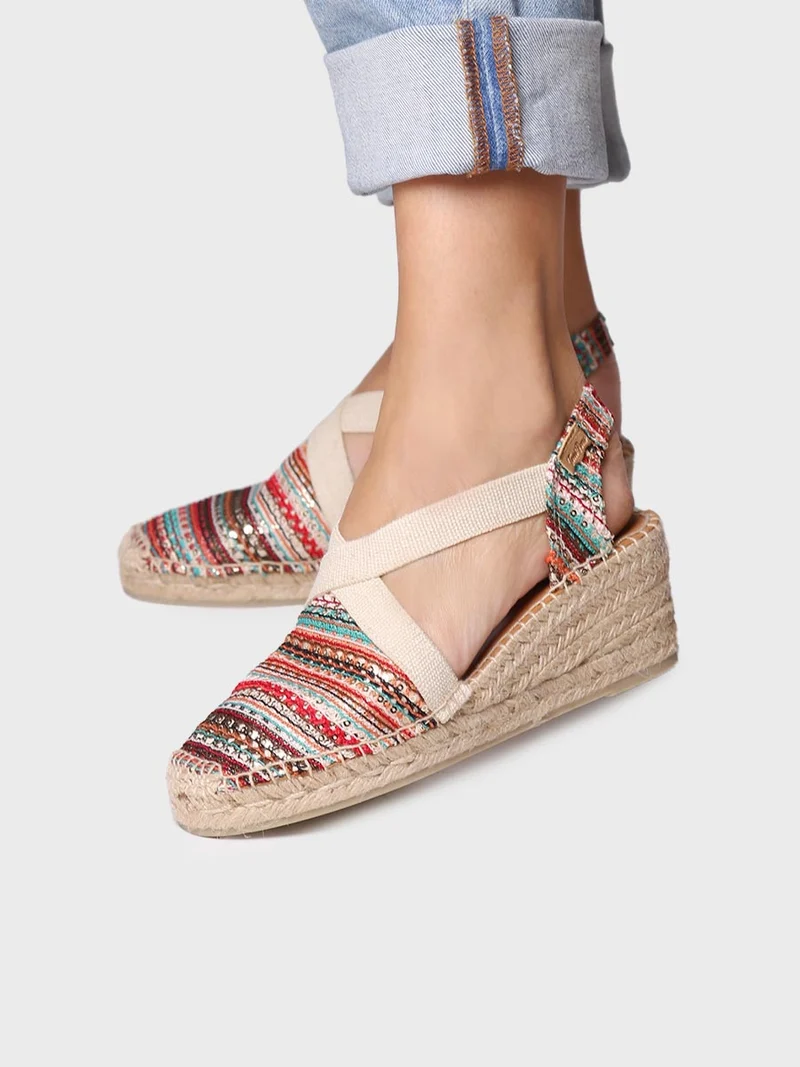 Alpargata de cuña media en tejido multicolor | TERRA-CH