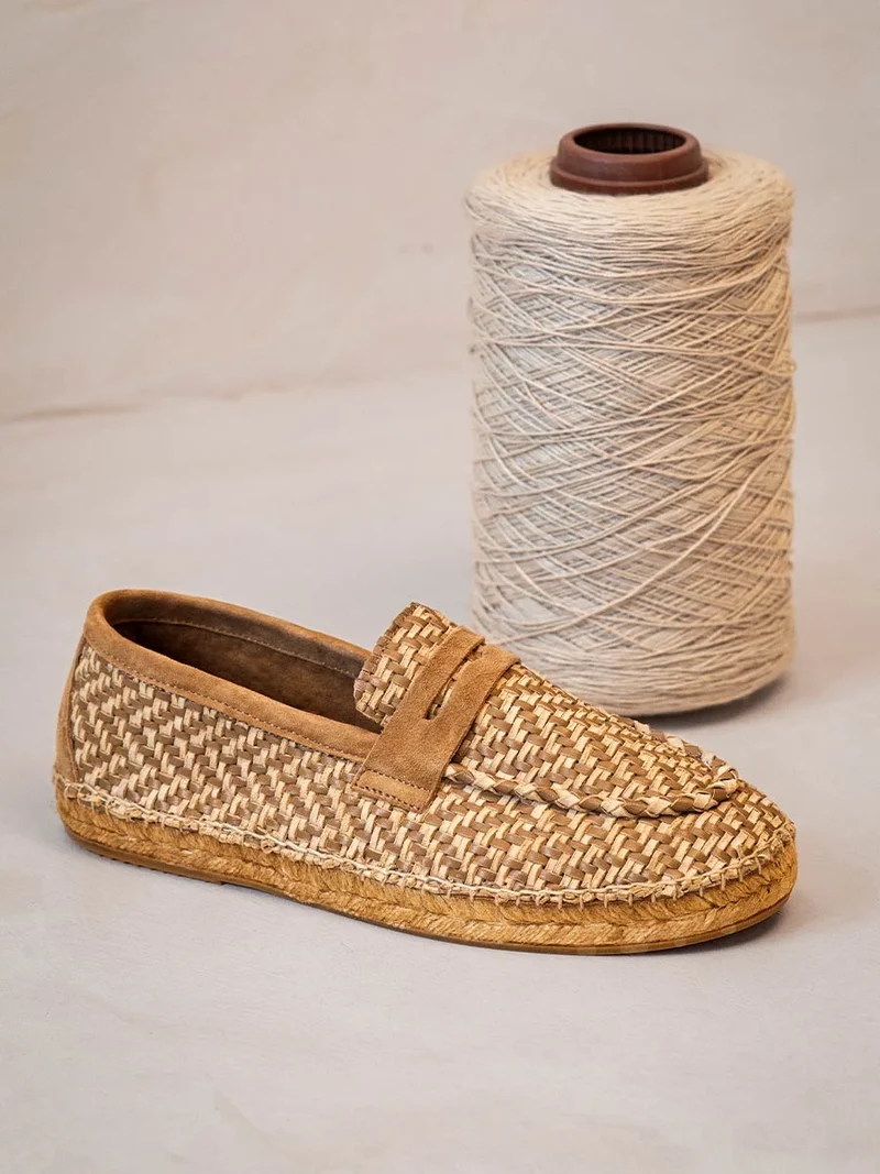 Alpargata tipo mocasín para hombre en piel trenzada | OSOR80