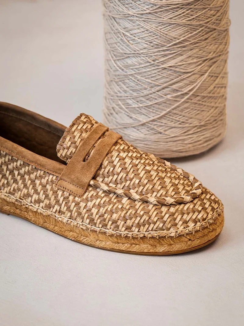 Alpargata tipo mocasín para hombre en piel trenzada | OSOR80