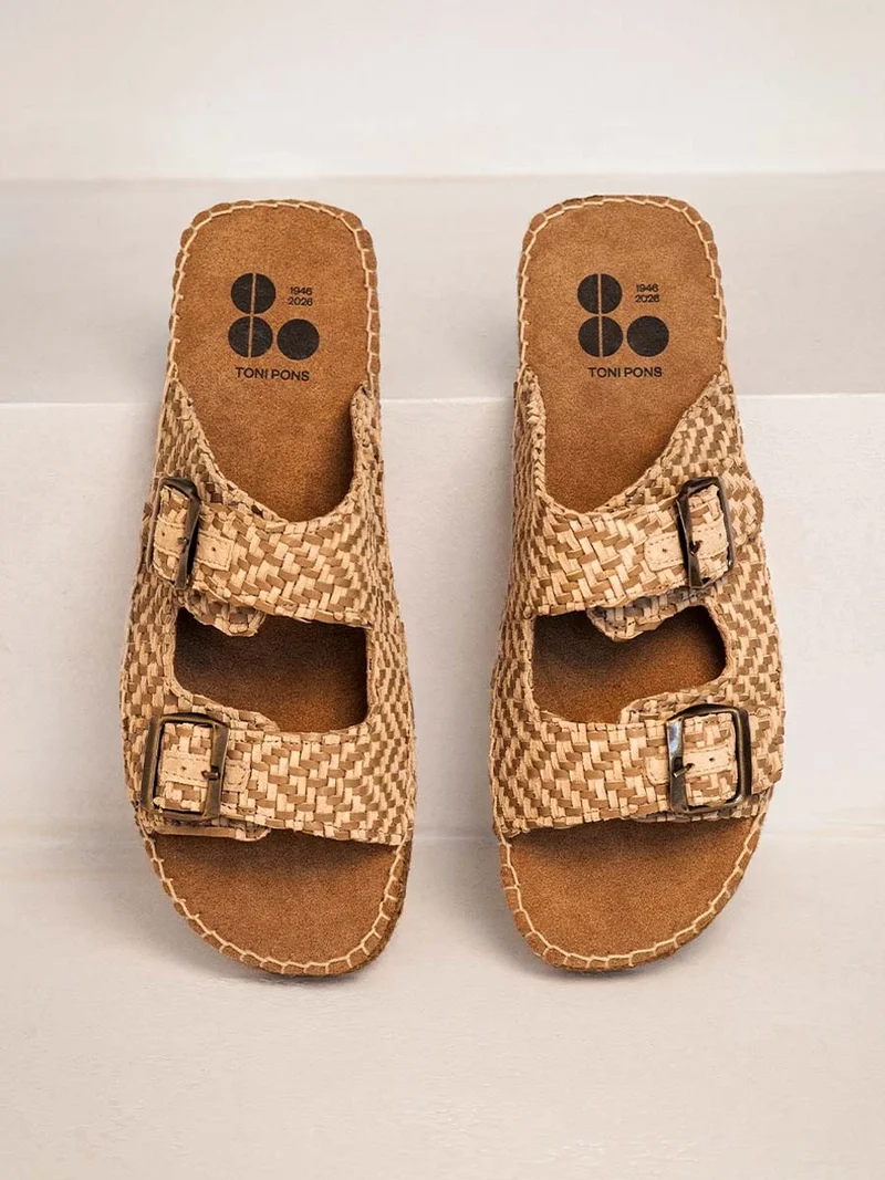 Sandalia de hombre con hebillas en piel trenzada | ANGLES80