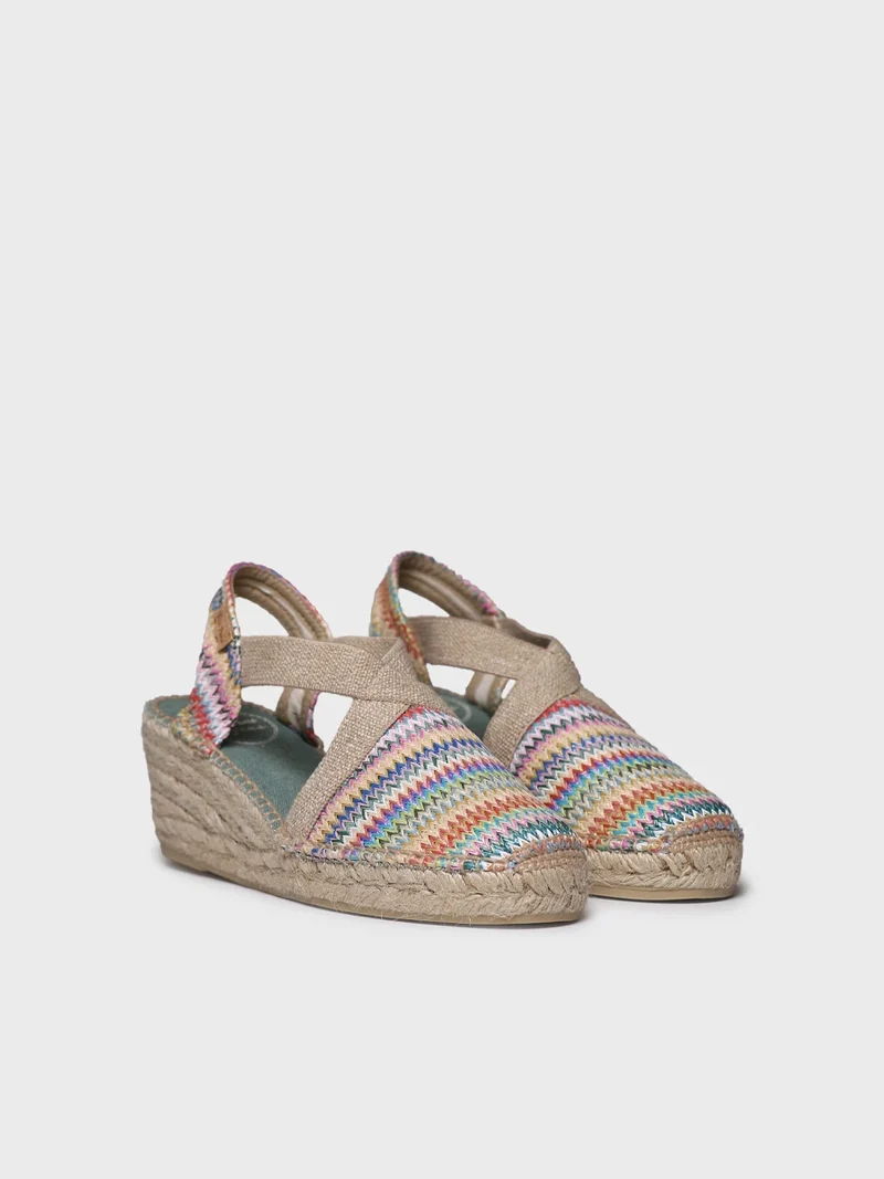 Alpargata de cuña media en rafia multicolor | TERRA-MH
