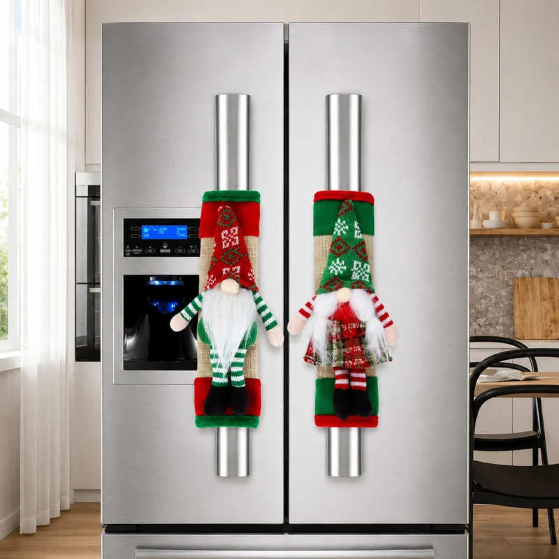 Miomu Cubierta de Puerta para Refrigeradoras Gnomos Navideños