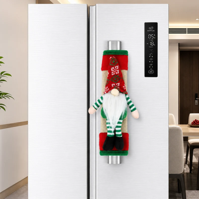 Miomu Cubierta de Puerta para Refrigeradoras Gnomos Navideños