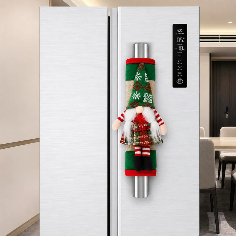 Miomu Cubierta de Puerta para Refrigeradoras Gnomos Navideños