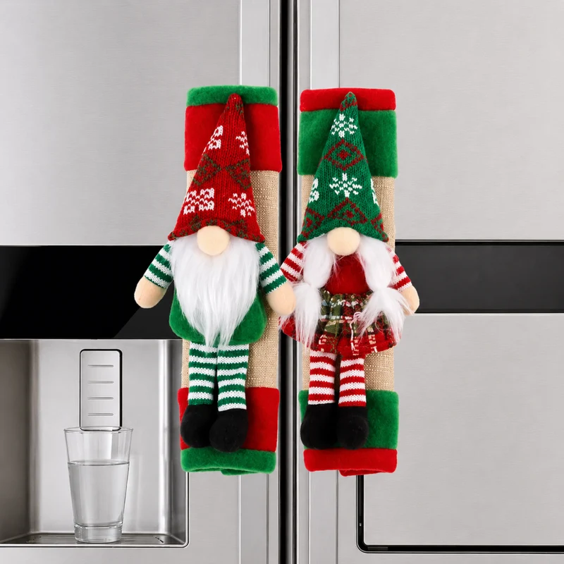 Miomu Cubierta de Puerta para Refrigeradoras Gnomos Navideños