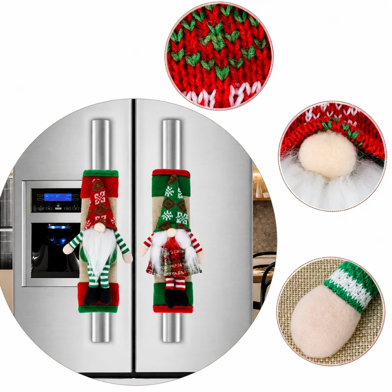Miomu Cubierta de Puerta para Refrigeradoras Gnomos Navideños