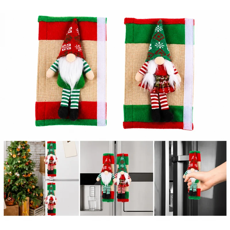 Miomu Cubierta de Puerta para Refrigeradoras Gnomos Navideños