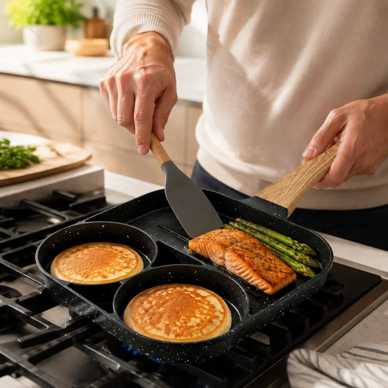 Miomu Sartén Triple, Cocina en Acción