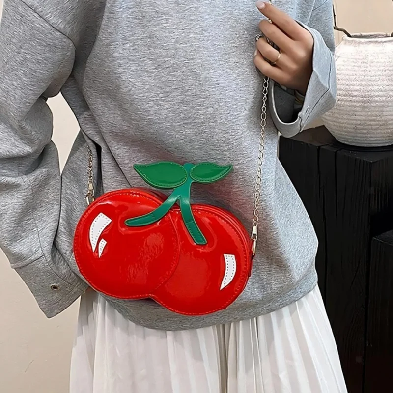 Miomu Bolso de Mano de Cuero para Mujer, Diseño Cereza