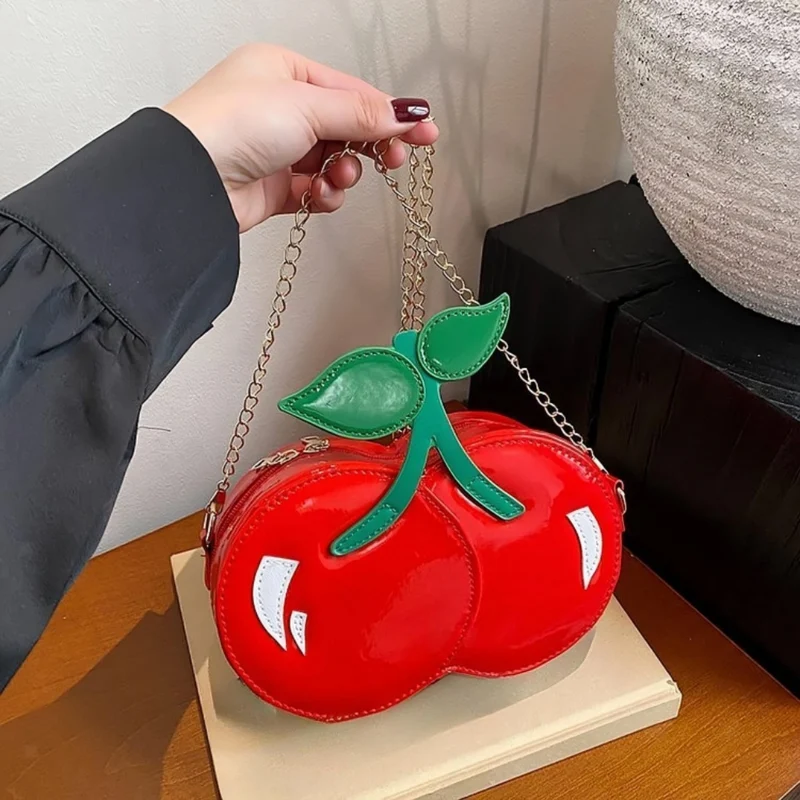 Miomu Bolso de Mano de Cuero para Mujer, Diseño Cereza