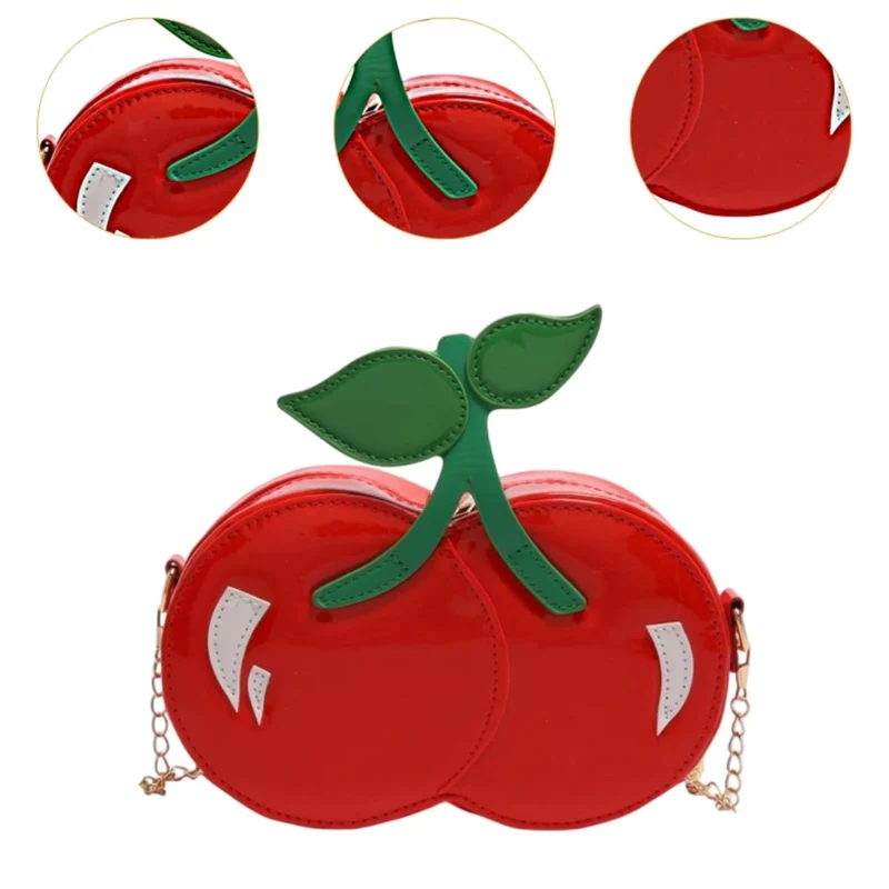 Miomu Bolso de Mano de Cuero para Mujer, Diseño Cereza