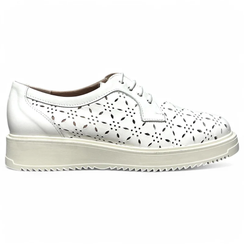 Zapatos Pitillos Blúcher Flores 10383 Blanco