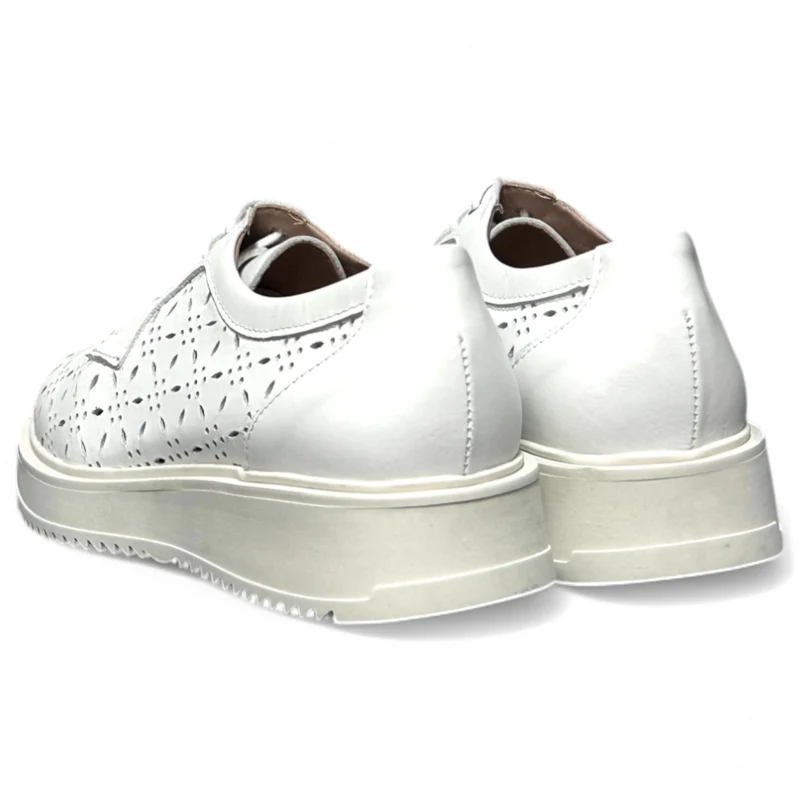 Zapatos Pitillos Blúcher Flores 10383 Blanco