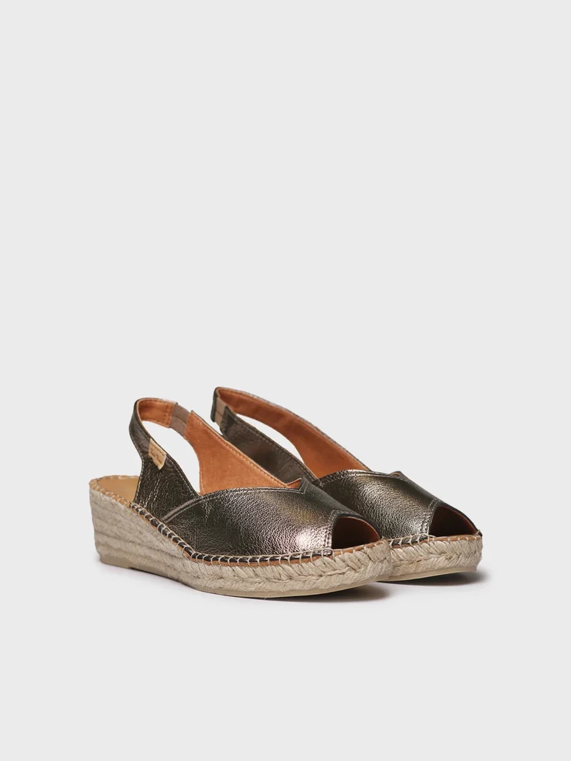 Alpargata peep toe de mujer con cuña en piel | BERNIA-P