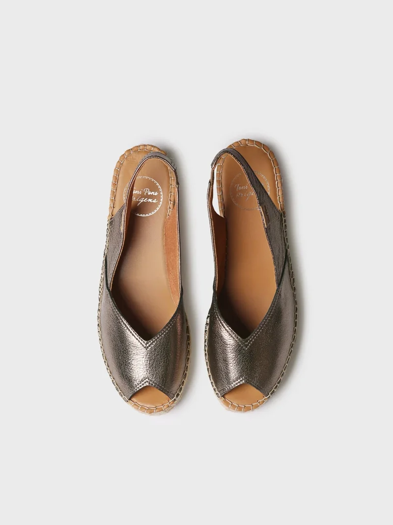 Alpargata peep toe de mujer con cuña en piel | BERNIA-P