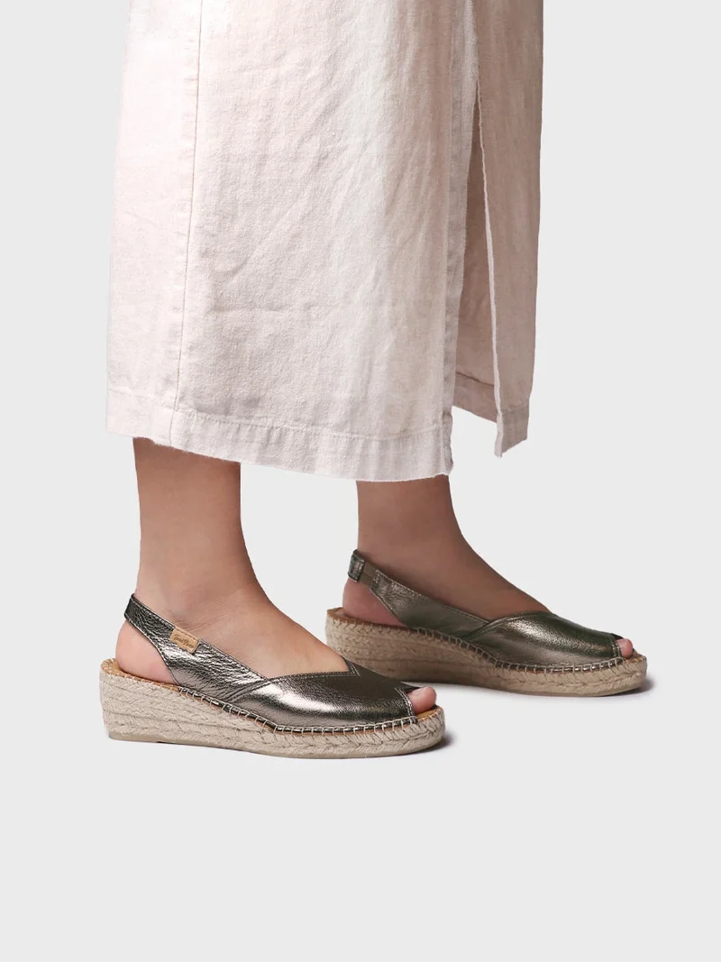 Alpargata peep toe de mujer con cuña en piel | BERNIA-P