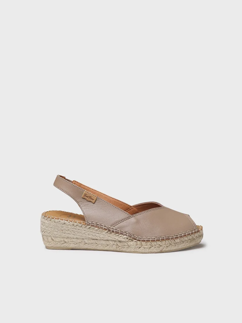 Alpargata peep toe de mujer con cuña en piel | BERNIA-P