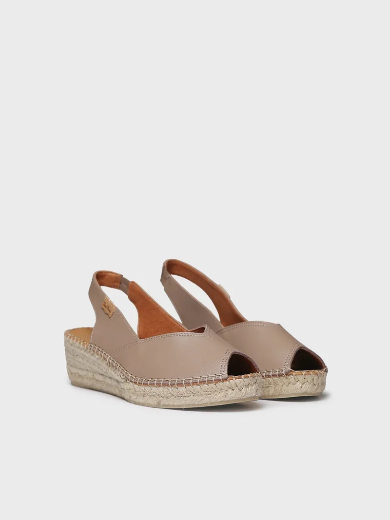 Alpargata peep toe de mujer con cuña en piel | BERNIA-P