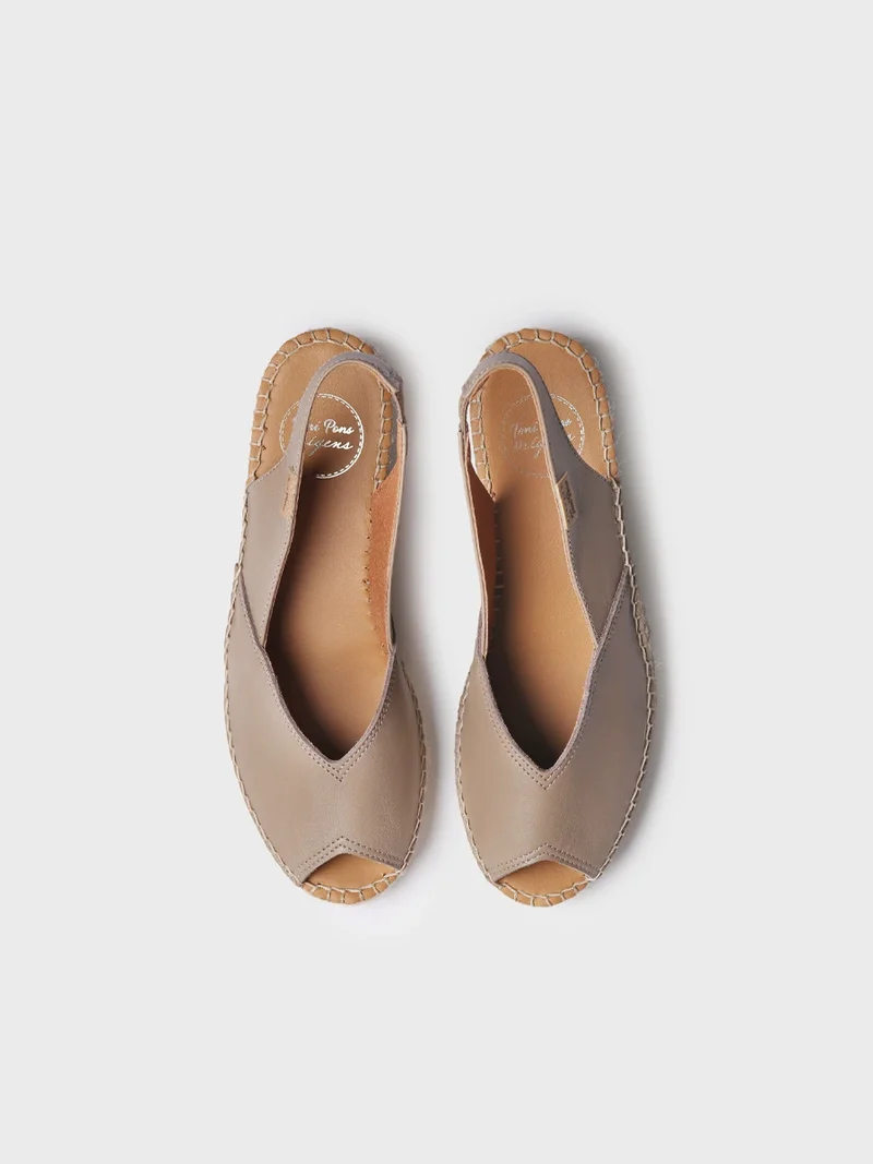 Alpargata peep toe de mujer con cuña en piel | BERNIA-P