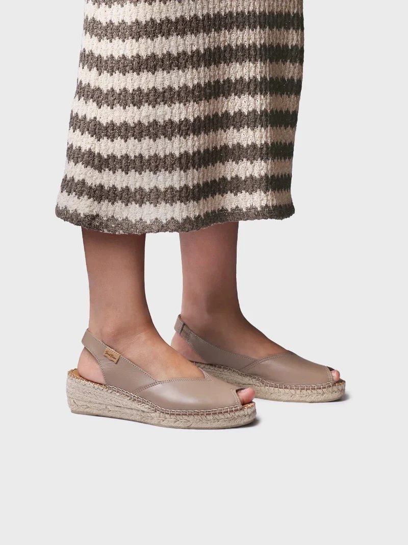 Alpargata peep toe de mujer con cuña en piel | BERNIA-P