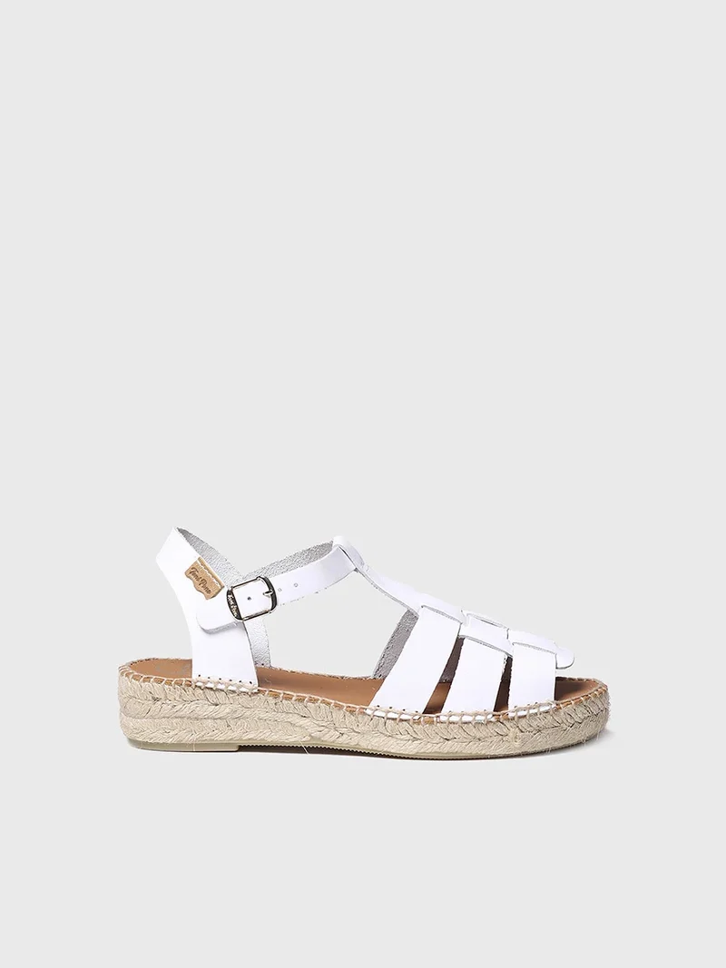 Sandalias cangrejeras planas de mujer en piel | EMMA