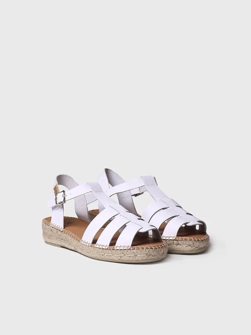 Sandalias cangrejeras planas de mujer en piel | EMMA
