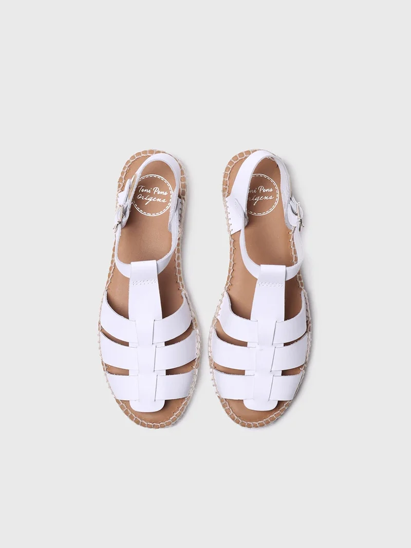 Sandalias cangrejeras planas de mujer en piel | EMMA