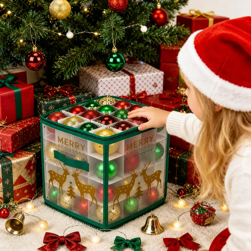 Miomu Caja Organizadora de Ornamentos Navideños