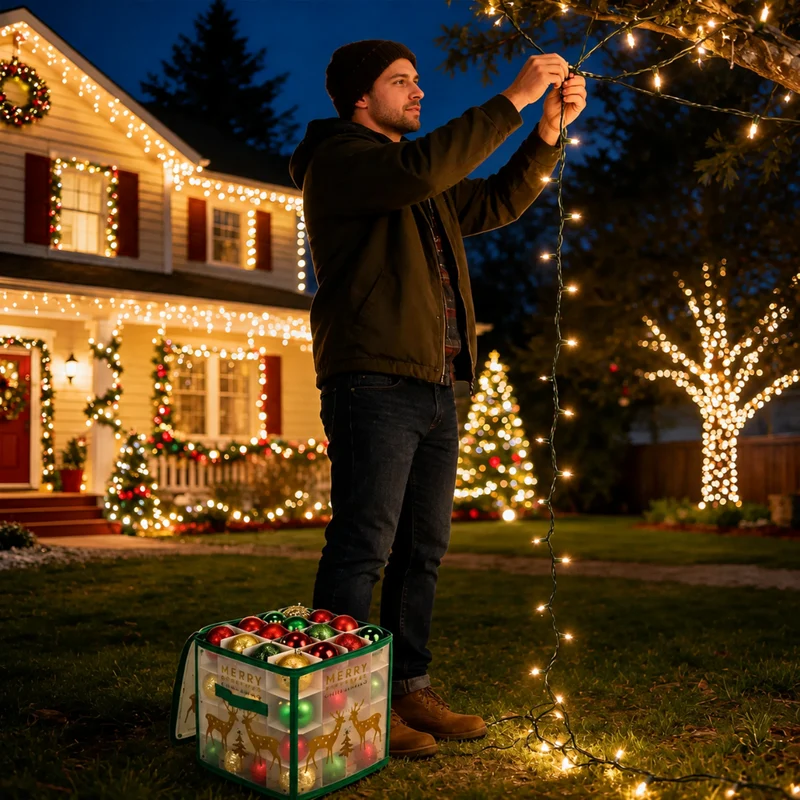 Miomu Caja Organizadora de Ornamentos Navideños