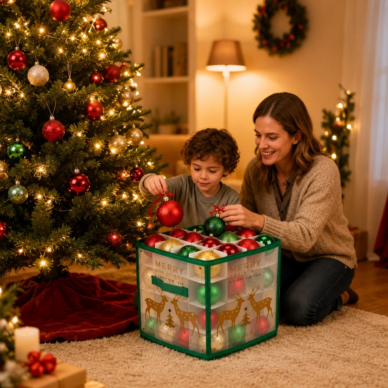 Miomu Caja Organizadora de Ornamentos Navideños