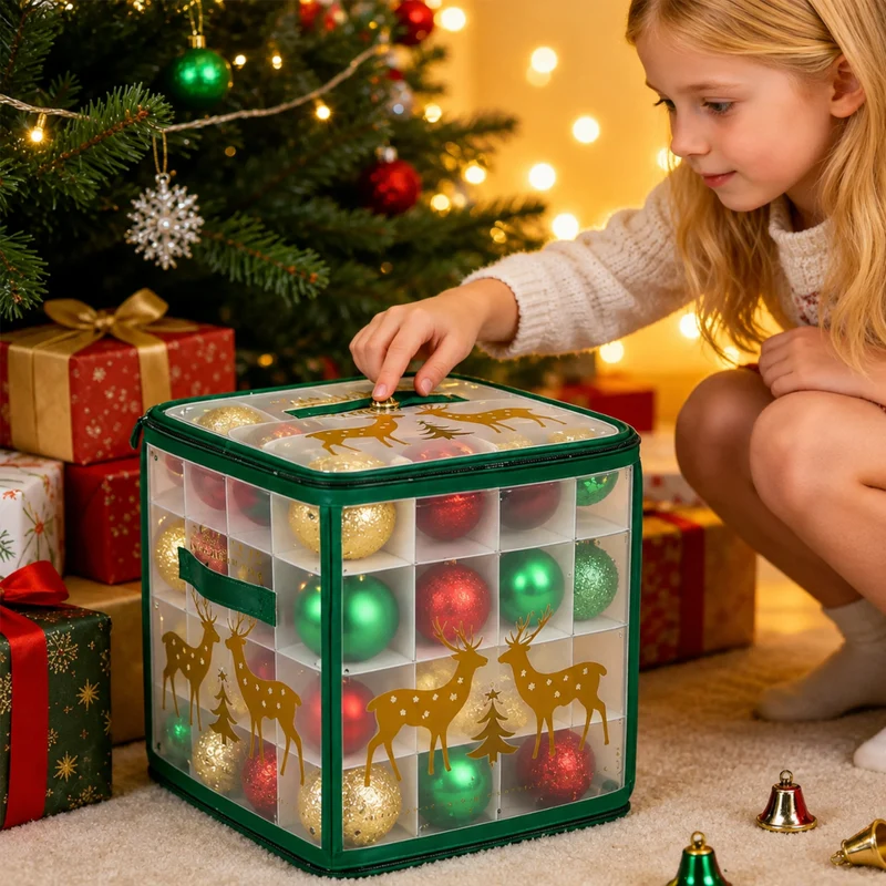 Miomu Caja Organizadora de Ornamentos Navideños