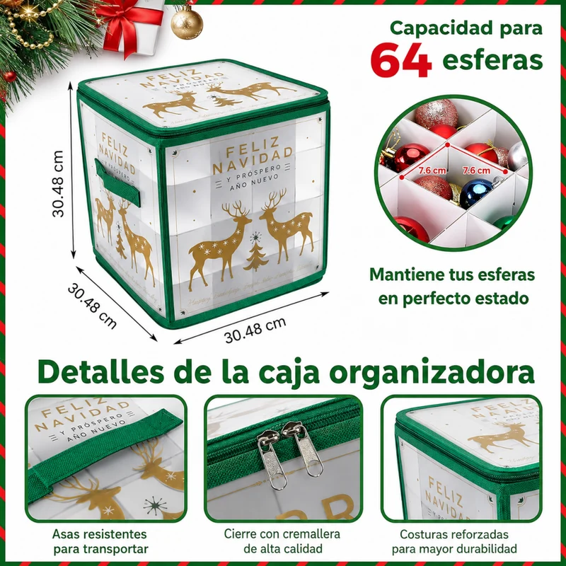 Miomu Caja Organizadora de Ornamentos Navideños