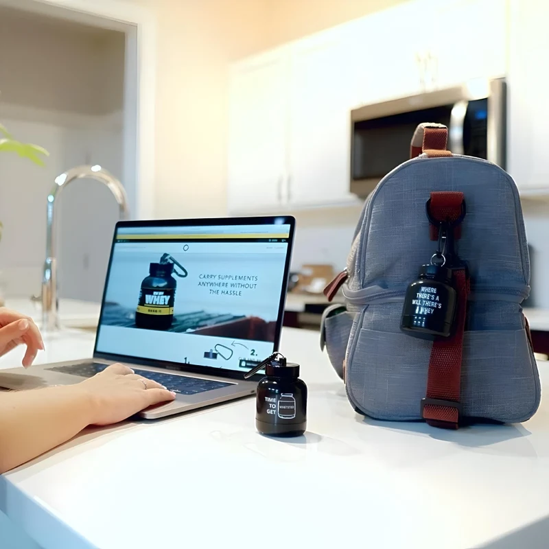 Miomu Llavero para Transportar Proteína o Sumplemento en Polvo