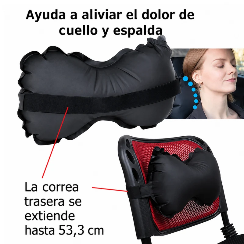 Miomu Cojín Lumbar para Viajes Inflable Ultraligero